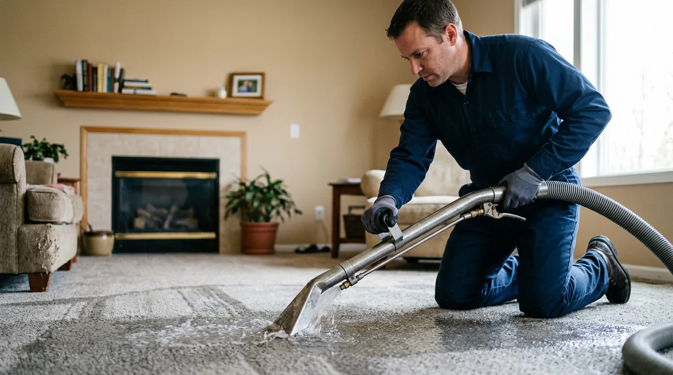 Water damage restoration technician working near Blanchard, OK